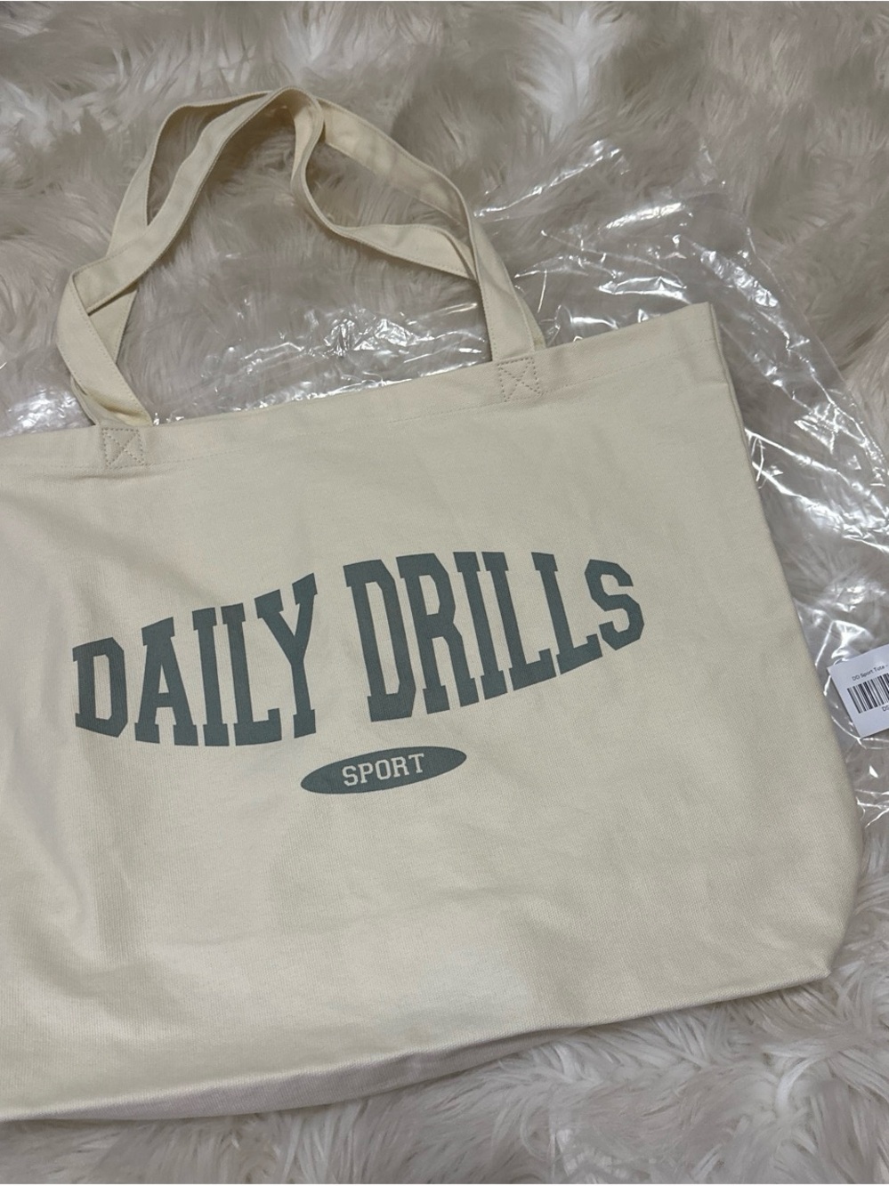 New in bag Daily Drills Cream Canvas Tote Bag - Sport Logo